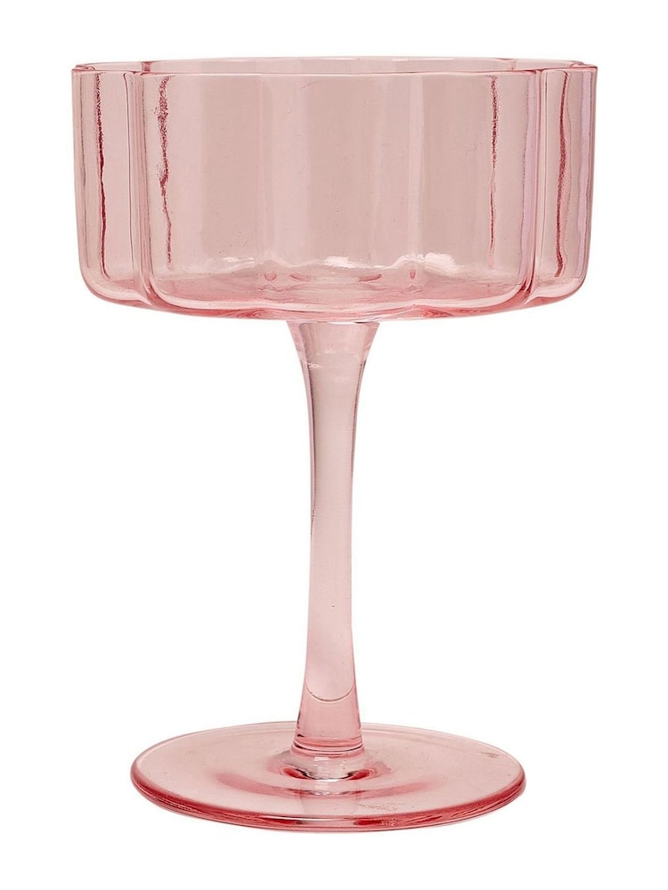 Widdop Set of 2 Pink Scalloped Martini Glass - Image 2 of 3