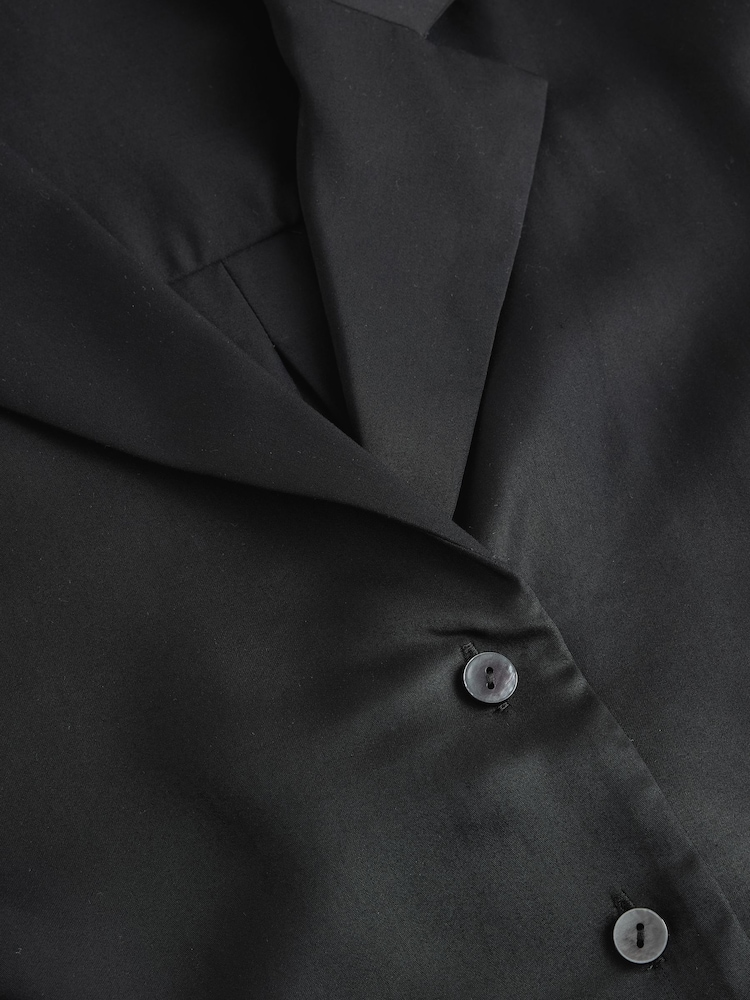 Black Soft Revere Collar Long Sleeve Shirt - Image 3 of 3