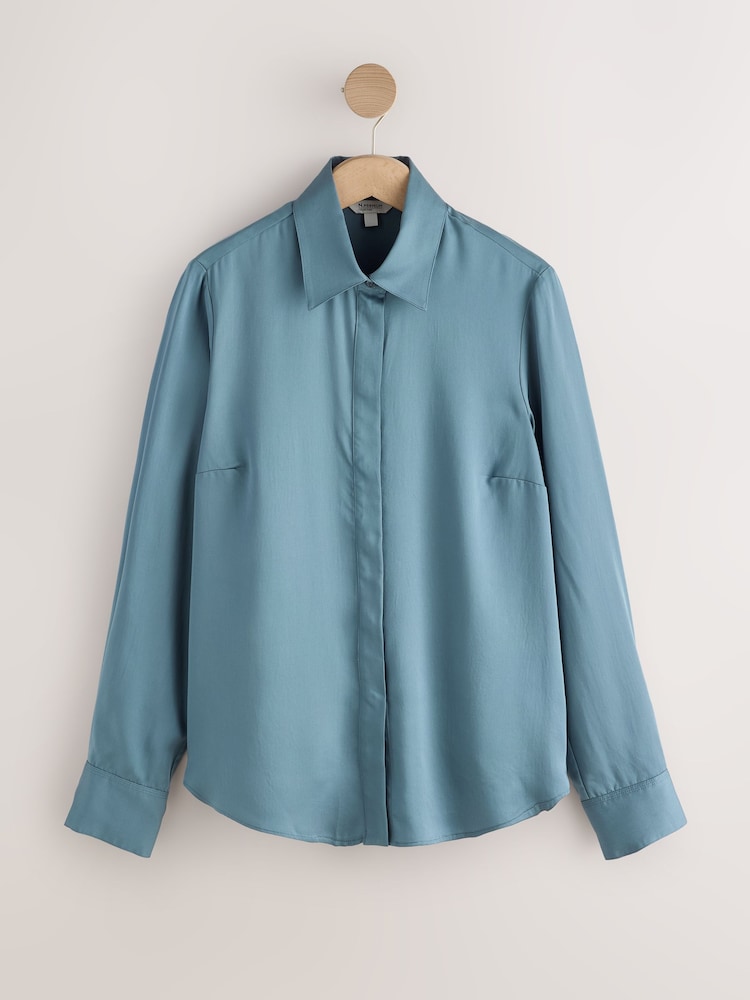 Dusky Blue N. Premium Tencel Soft Long Sleeve Shirt - Image 1 of 3