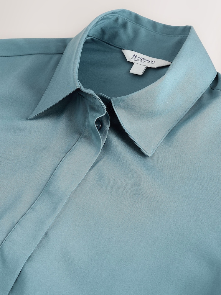 暗藍色 - N. Premium Tencel Soft Long Sleeve Shirt - 圖片 8，共 8