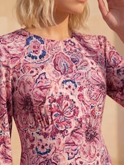 Roman Pink Petite Abstract Print Midi Dress - Image 4 of 4