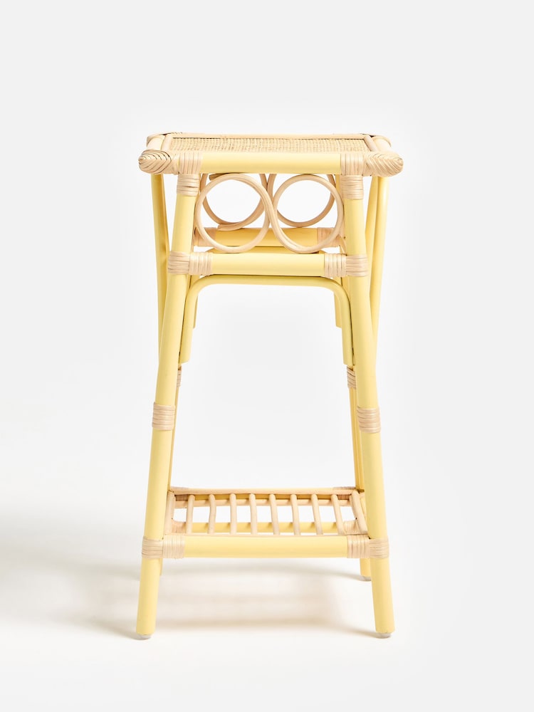 Oliver Bonas Yellow Vero Rattan Side Table - Image 1 of 4