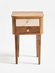 Oliver Bonas Pink Tinta Stripe Mango Wood Bedside Table - Image 1 of 4