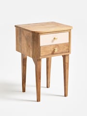 Oliver Bonas Pink Tinta Stripe Mango Wood Bedside Table - Image 2 of 4