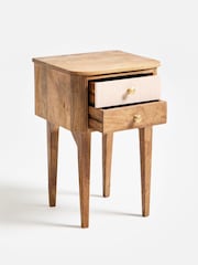 Oliver Bonas Pink Tinta Stripe Mango Wood Bedside Table - Image 3 of 4