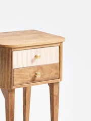 Oliver Bonas Pink Tinta Stripe Mango Wood Bedside Table - Image 4 of 4