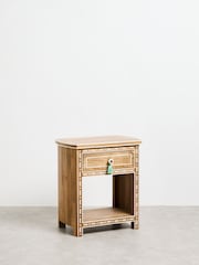 Oliver Bonas Natural Riya Mango Wood Inlay Bedside Table - Image 2 of 6