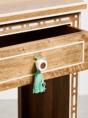 Oliver Bonas Natural Riya Mango Wood Inlay Bedside Table - Image 5 of 6