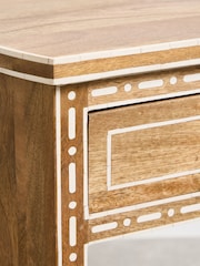 Oliver Bonas Natural Riya Mango Wood Inlay Bedside Table - Image 6 of 6