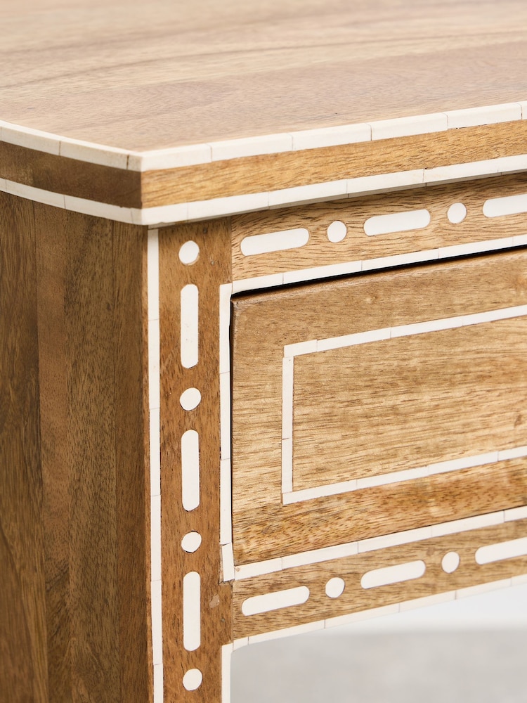 Oliver Bonas Natural Riya Mango Wood Inlay Bedside Table - Image 6 of 6 Oliver Bonas Natural Riya Mango Wood Inlay Bedside Table - Image 6 of 6