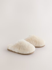 White Premium Shearling Mule Slippers - Image 2 of 5