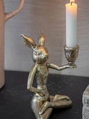 One.World Gold Avening Pair of Hares Candle Holder - Image 3 of 3