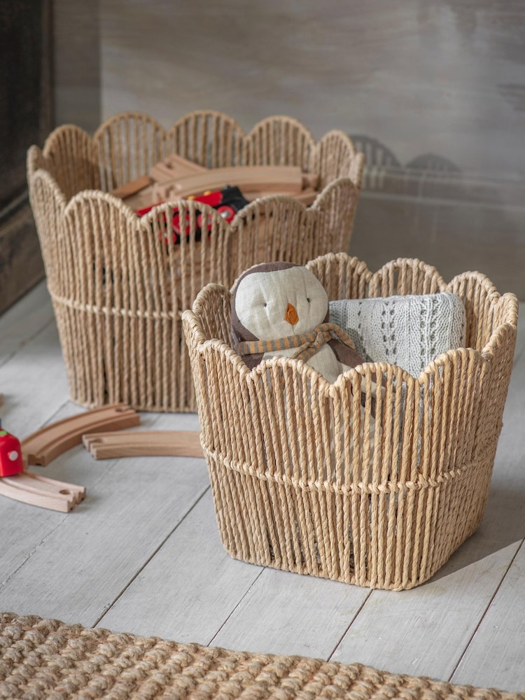 One.World Set of 2 Natural Brookham Fluted Baskets - Image 1 of 2 One.World Set of 2 Natural Brookham Fluted Baskets - Image 1 of 2