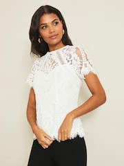 Lipsy White Lace Short Sleeve Top - Image 4 of 4