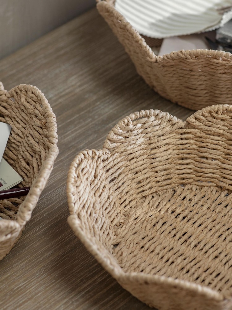 One.World Set of 3 Natural Brookham Scalloped Baskets - Image 2 of 2 One.World Set of 3 Natural Brookham Scalloped Baskets - Image 2 of 2