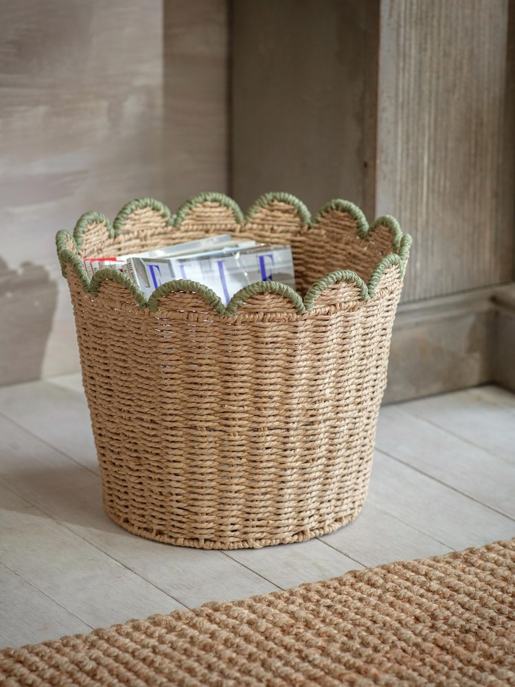 One.World Natural Brookham Scalloped Storage Basket - Image 1 of 2 One.World Natural Brookham Scalloped Storage Basket - Image 1 of 2