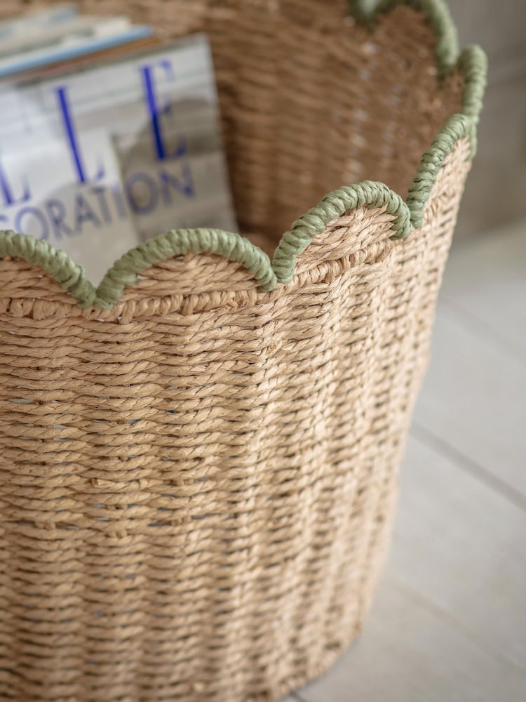 One.World Natural Brookham Scalloped Storage Basket - Image 2 of 2 One.World Natural Brookham Scalloped Storage Basket - Image 2 of 2