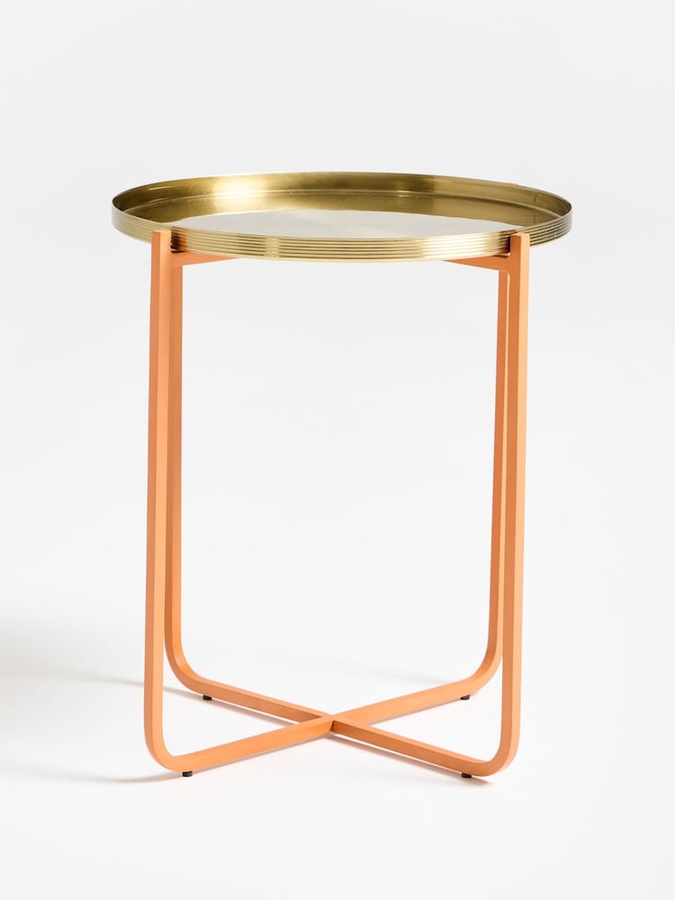 Oliver Bonas Orange and Gold Iggy Storage Side Table - Image 1 of 4