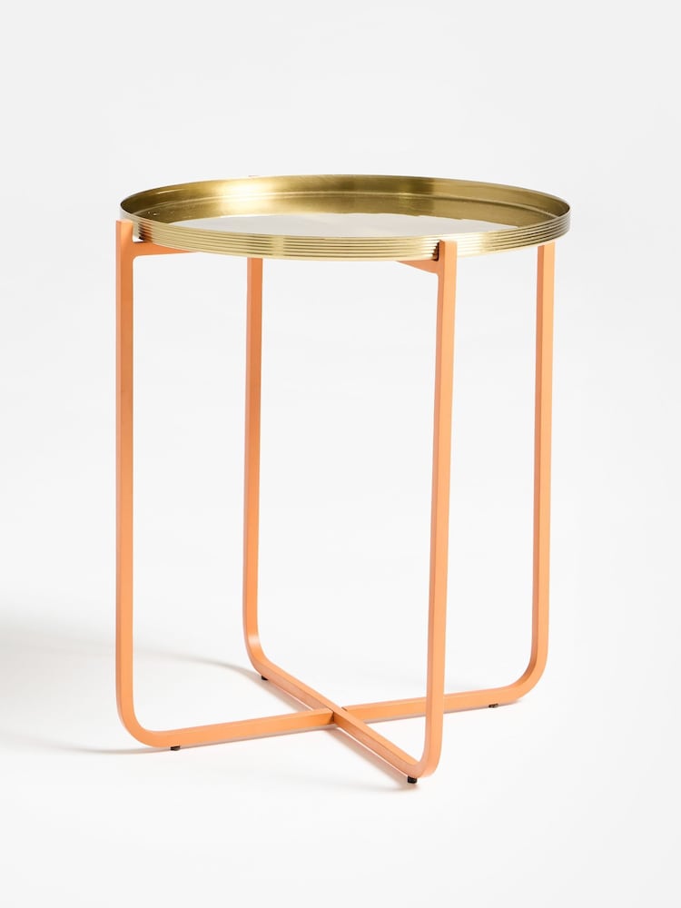 Oliver Bonas Orange and Gold Iggy Storage Side Table - Image 2 of 4