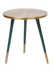 Oliver Bonas Gold and Green Palm Etched Metal Round Side Table - Image 4 of 4
