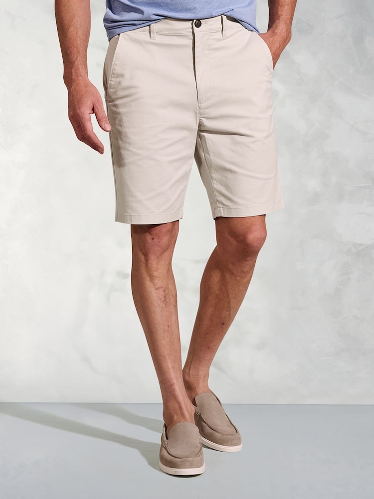 Brook Taverner Cream Stretch Cotton Chino Shorts - Image 1 of 3 Brook Taverner Cream Stretch Cotton Chino Shorts - Image 1 of 3