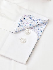 Brook Taverner White Herringbone Stretch Cotton Shirt - Image 5 of 5