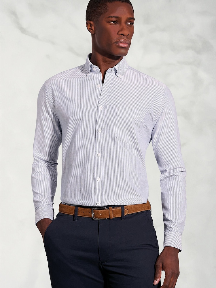 Brook Taverner Blue Oxford Cotton Shirt - Image 1 of 5 Brook Taverner Blue Oxford Cotton Shirt - Image 1 of 5