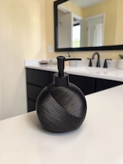 Showerdrape 4 Piece Black Ripple Textured Bathroom Accessory Set - Image 3 of 5