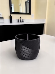 Showerdrape 4 Piece Black Ripple Textured Bathroom Accessory Set - Image 4 of 5