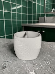 Showerdrape 4 Piece White Ripple Textured Bathroom Accessory Set - Image 4 of 5