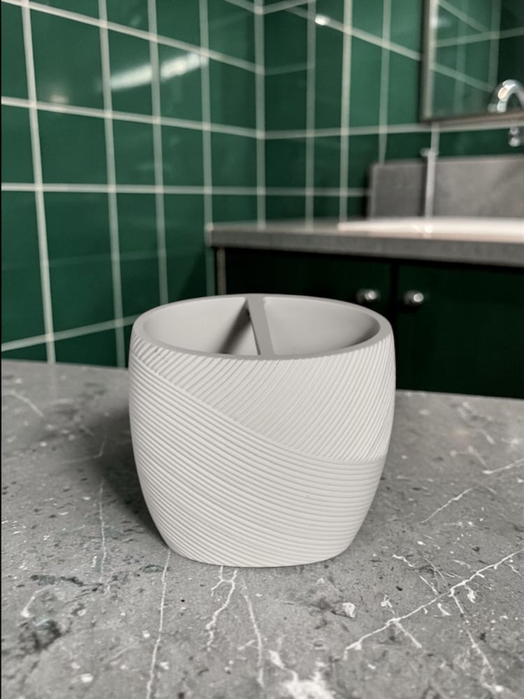 Showerdrape White Ripple Textured 2 Piece Bathroom Accessory Set - Image 2 of 5 Showerdrape White Ripple Textured 2 Piece Bathroom Accessory Set - Image 2 of 5
