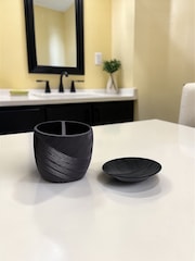 Showerdrape Black Ripple Textured 2 Piece Bathroom Accessory Set - Image 1 of 5