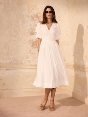 Mint Velvet White Checked Midi Dress - Image 2 of 8