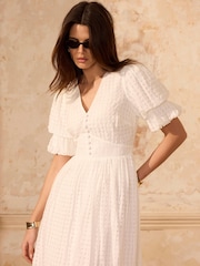 Mint Velvet White Checked Midi Dress - Image 3 of 8