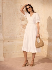 Mint Velvet White Checked Midi Dress - Image 4 of 8