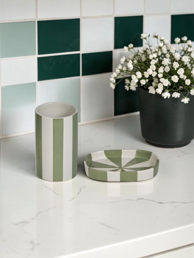 Showerdrape White Pier 2 Piece Bathroom Accessory Set - Image 1 of 5 Showerdrape White Pier 2 Piece Bathroom Accessory Set - Image 1 of 5