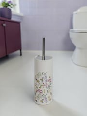 Showerdrape White Meadow Wild Flowers Floral Toilet Brush - Image 1 of 3