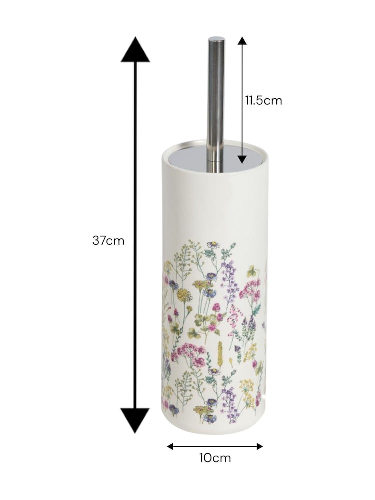 Showerdrape White Meadow Wild Flowers Floral Toilet Brush - Image 2 of 3 Showerdrape White Meadow Wild Flowers Floral Toilet Brush - Image 2 of 3