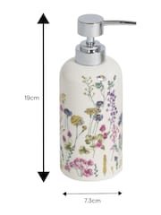 Showerdrape White Meadow Wild Flowers Floral Liquid Soap Dispenser - Image 2 of 3