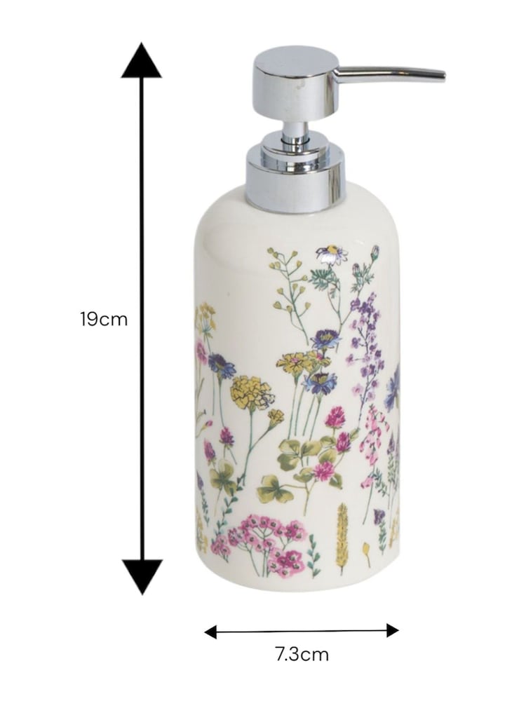 Showerdrape White Meadow Wild Flowers Floral Liquid Soap Dispenser - Image 2 of 3 Showerdrape White Meadow Wild Flowers Floral Liquid Soap Dispenser - Image 2 of 3