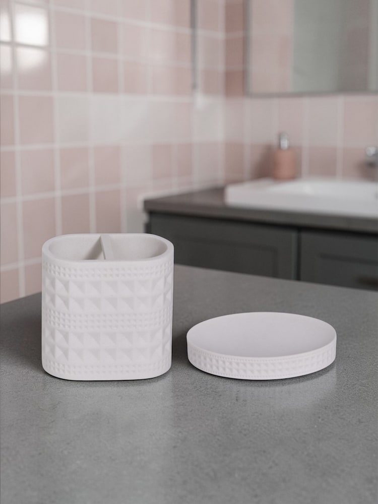 Showerdrape White Maison Shimmer 2 Piece Bathroom Accessory Set - Image 1 of 5