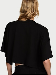 Victoria's Secret Black Logo Cotton Oversized Cropped Top - Image 3 of 3