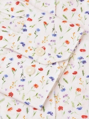 Brook Taverner White Ditsy Floral Watercolour Linen Cotton Shirt - Image 5 of 5