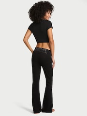 Victoria's Secret Black Angel Cotton Foldover Flare Leggings - Image 3 of 3