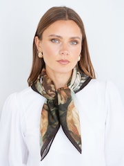 Yumi Brown Autumnal Floral Viscose Scarf - Image 1 of 2