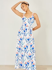 Yumi Cream Floral Print Maxi Sun Dress - Image 1 of 5