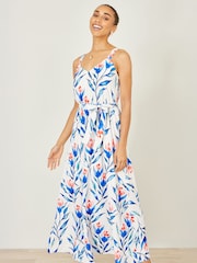 Yumi Cream Floral Print Maxi Sun Dress - Image 3 of 5