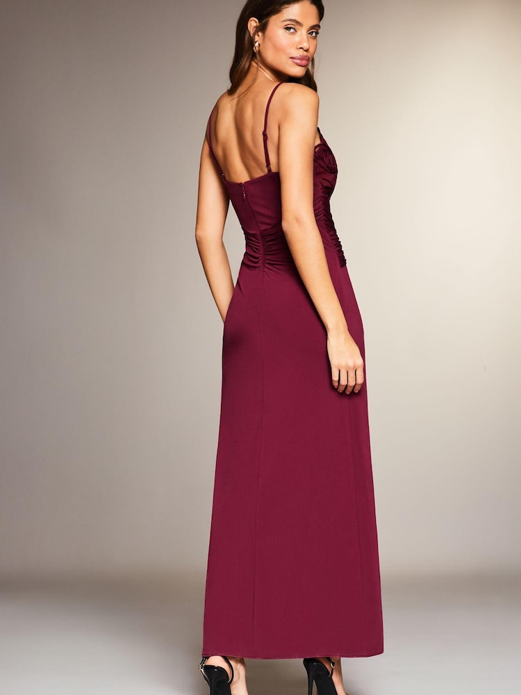 Lipsy Red Petite Applique Lace Cami Maxi Dress - Image 2 of 4