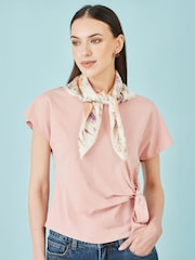 Yumi Cream Silk Delicate Floral Print Scarf - Image 1 of 3