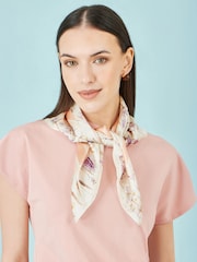 Yumi Cream Silk Delicate Floral Print Scarf - Image 2 of 3